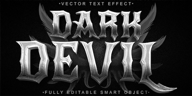 Silver dark horror devil vector fully editable smart object text effect (effetto di testo dell'oggetto intelligente completamente modificabile)