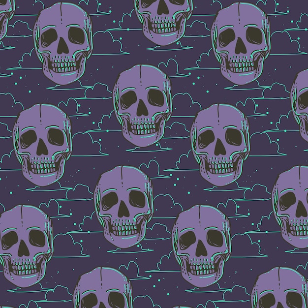 dark skull drawing pattern design template