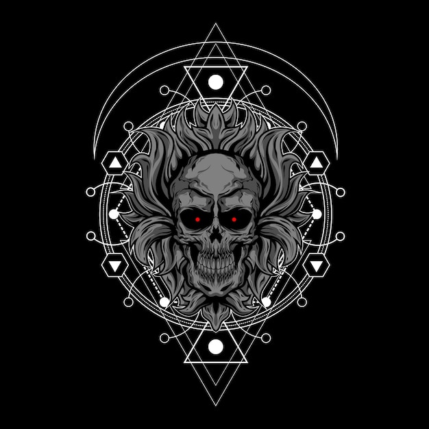 Dark skull illustration with sacred geometry