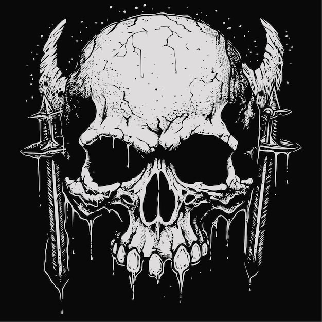 Vector dark skull illustration