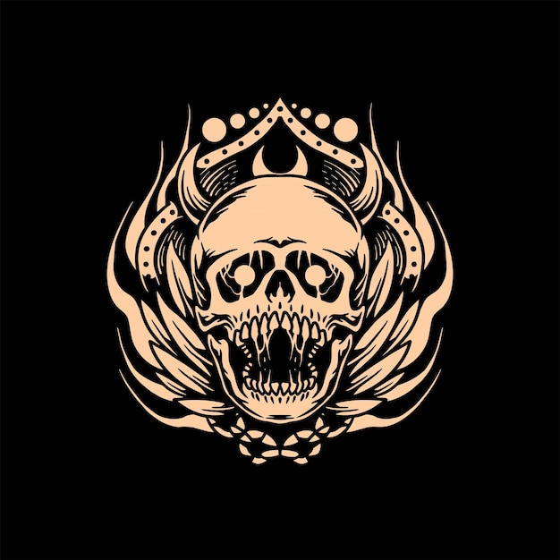 dark skull tattoo vector design