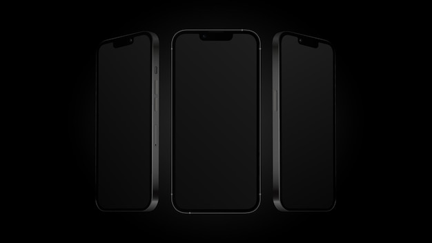 Vector dark smartphone template from different angles with editable screen black mockup vector illustration