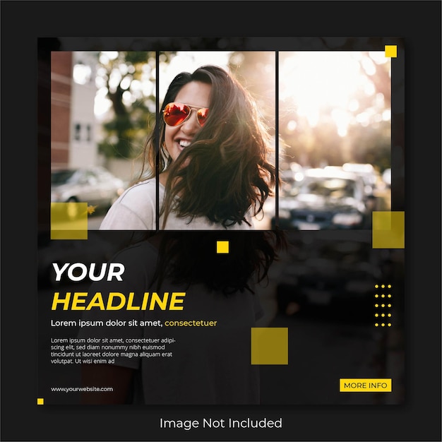 Vector dark square fashion instagram post template