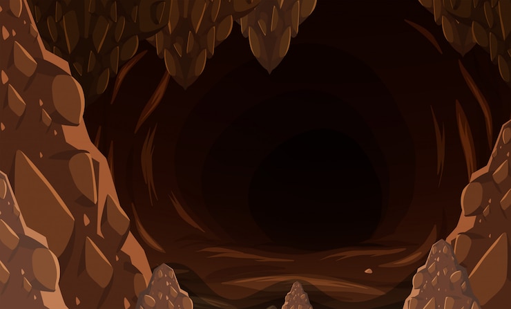 Vector a dark stone cave