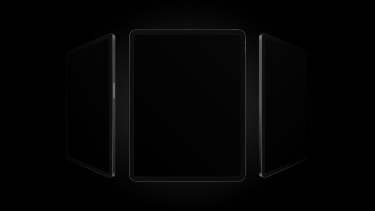 Vector dark tablet mockup from different angles black theme vector illustration
