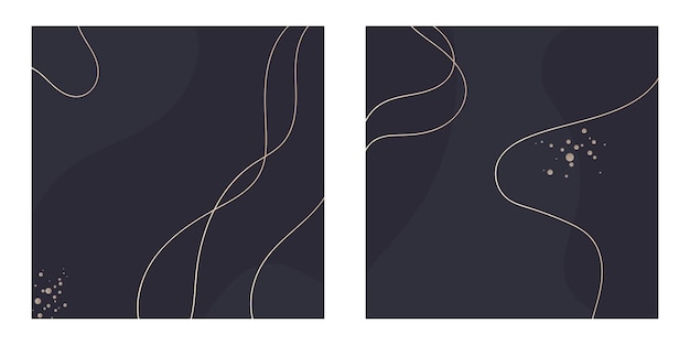 Vector dark template with gold abstract lines