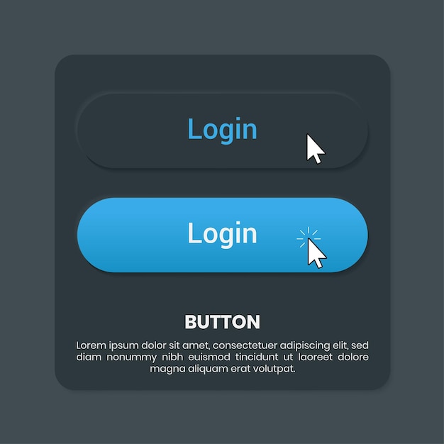 Dark theme button design for user interface