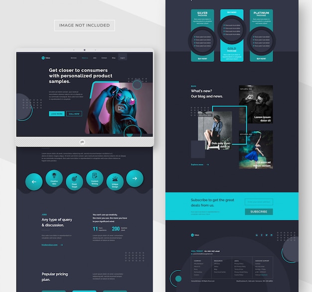 Vector dark theme web template for multipurpose business website