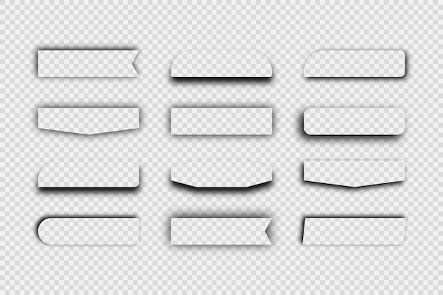Вектор Темная прозрачная реалистичная тень набор из двенадцати прямоугольных теней, изолированных на прозрачном фоне векторная иллюстрация