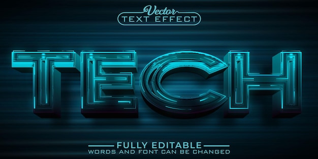 Dark turquoise tech vector editable text effect template