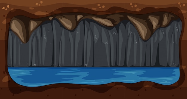 A dark underground water cave vector