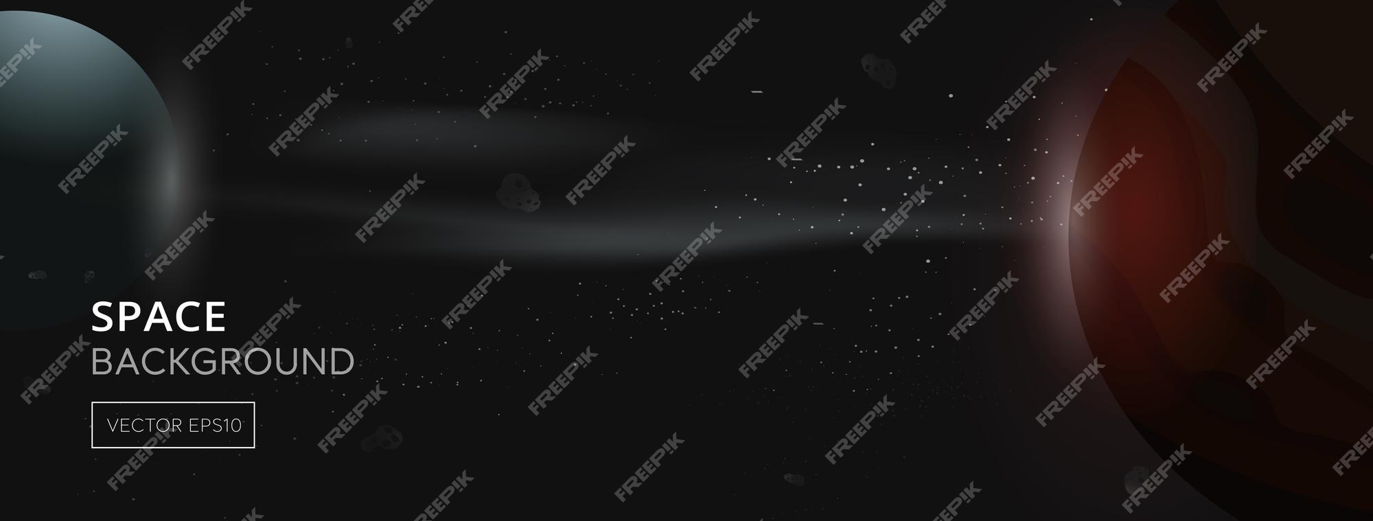 Premium Vector | Dark universe banner background with planets and group of  stars