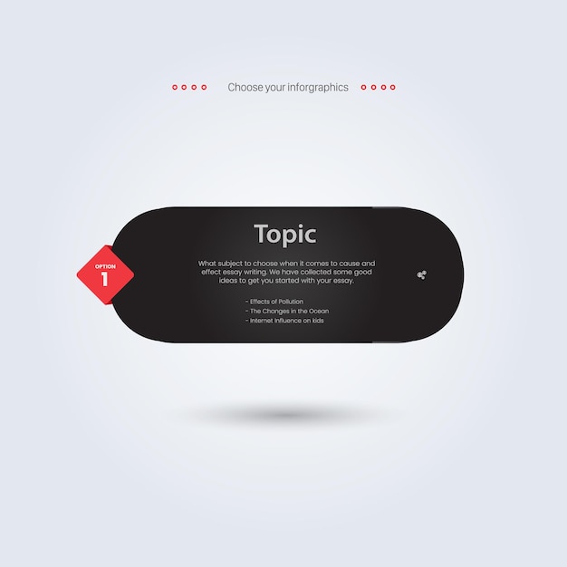 Dark vector button of infographic design and modern processing step of workflow element
