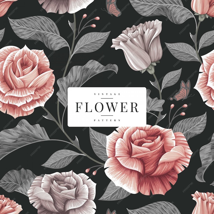  Dark vintage floral pattern template