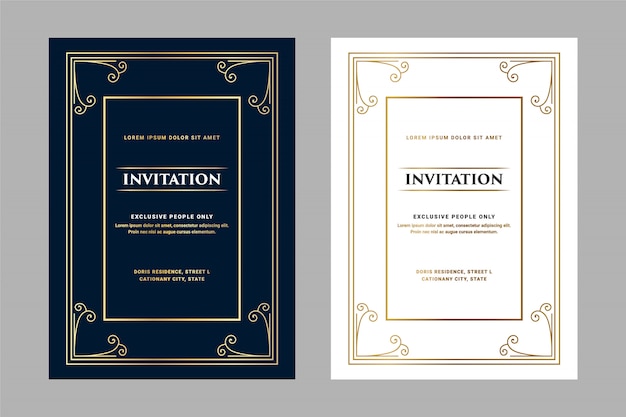 Dark and white luxury royal antique retro style invitation card for vip entry birthday party pass wedding anniversary and celebration