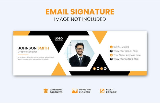 Dark Yellow email signature template or email footer and personal social media cover design
