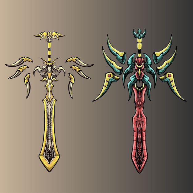 Vector darkness and light sword vector set