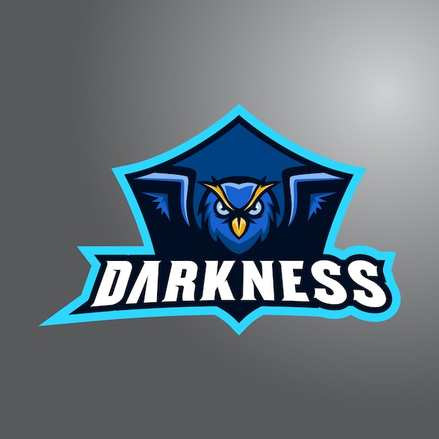 Darkness owl with wordmark e-sport logo