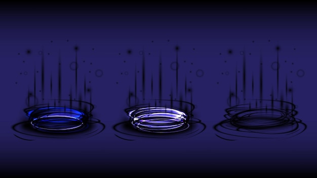 Hudブラックホールのダークネスステージコレクションゲームファンタジーのマジックワープゲートサークルテレポート表彰台バーチャルリアリティホログラムポータル製品レンダリングの渦巻き円形要素のダークエネルギー