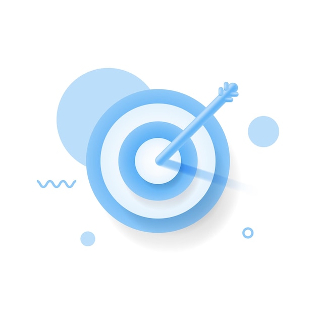 Dart arrow hit the center of target business finance target goal of success target achievement concept 3d vector icon cartoon minimal style