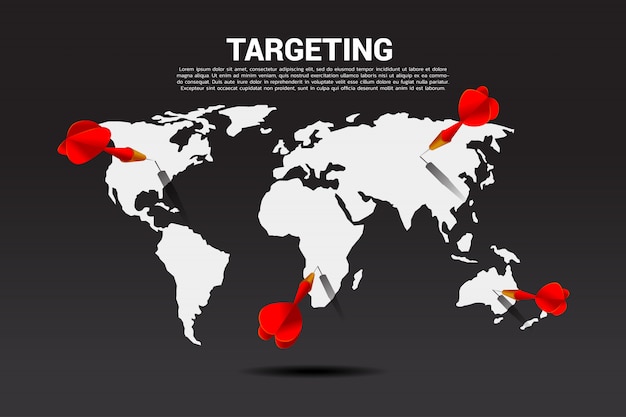 ダーツの矢が世界地図に当たる