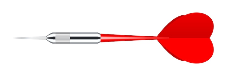 Vector dart arrow with metal tip and shadow dart throwing sport game dartboard equipment vector