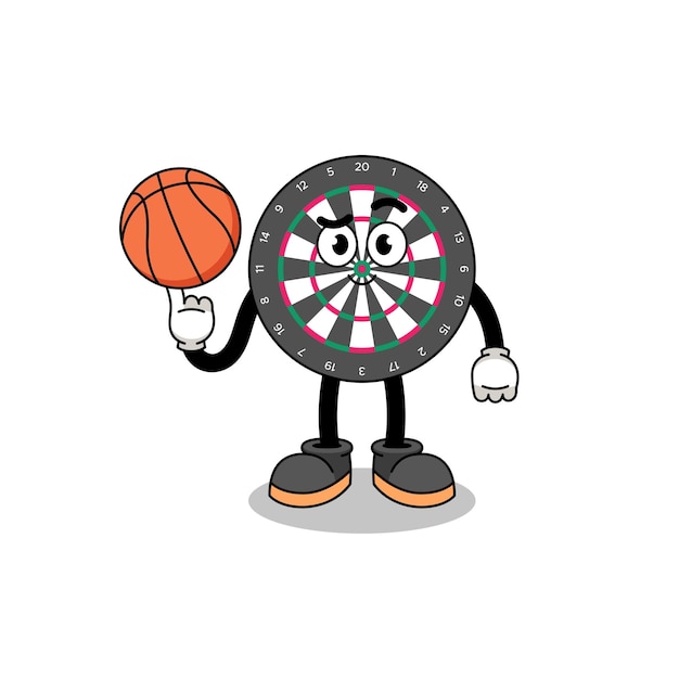 Dart board illustration as a basketball player