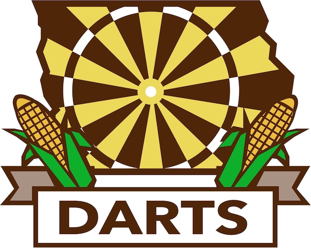 Dart board iowa state kaart maïs retro