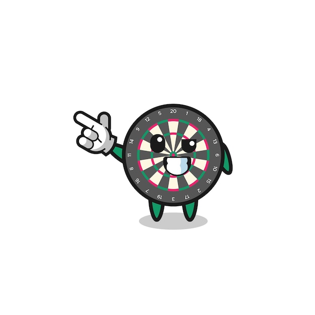 Vector dart board mascot pointing top left