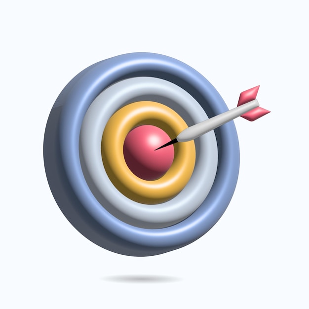 Dart hit on center of target banner business 3d icon Vector illustration