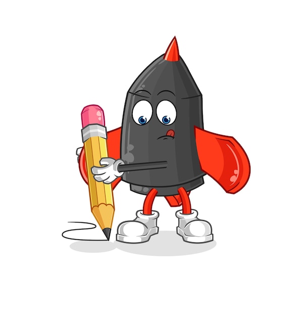 Dart write with pencil cartoon mascot vector