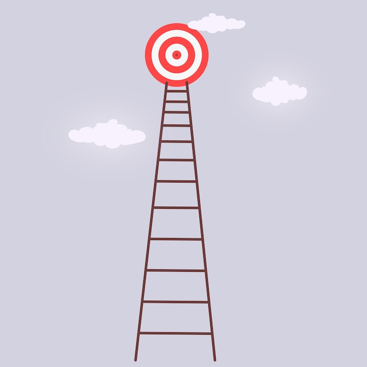 Vector dartboard with ladder