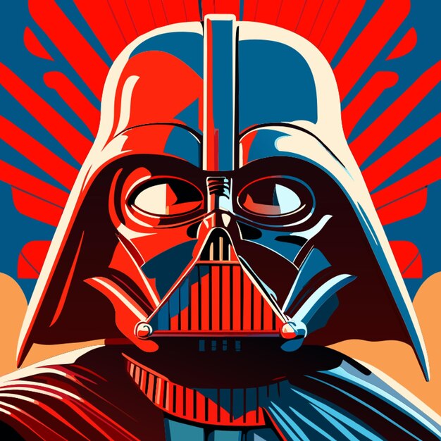 Darth vader looks around with a grim look vector illustration cartoon