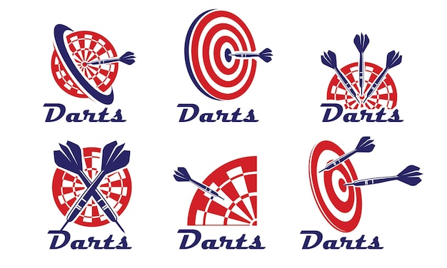 Darts logo bundle vector target dartboard vector illustration set