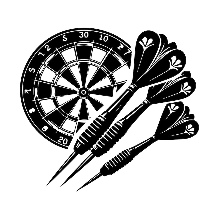 Vector darts sports vector design shooting sports silhouette illustration