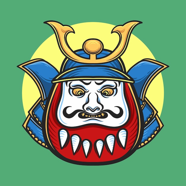 Daruma draagt samoeraihelm vectorillustratie