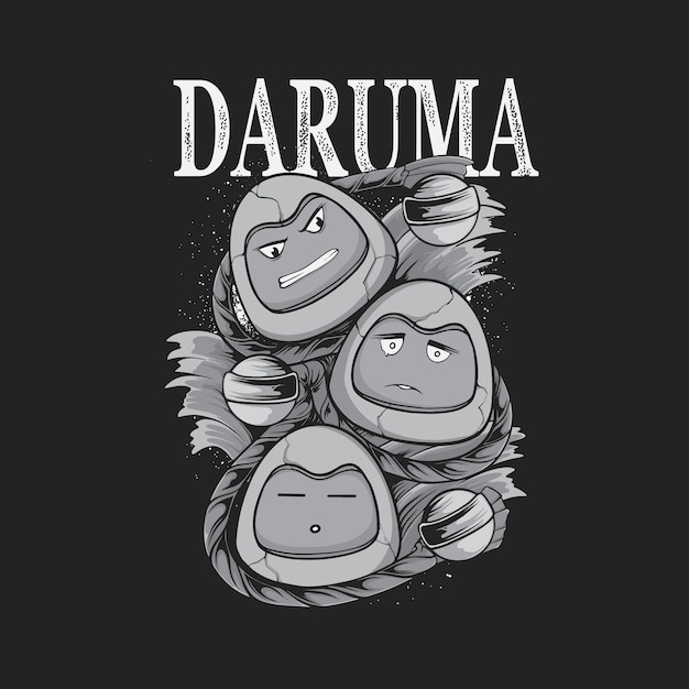 Daruma illustration black and white