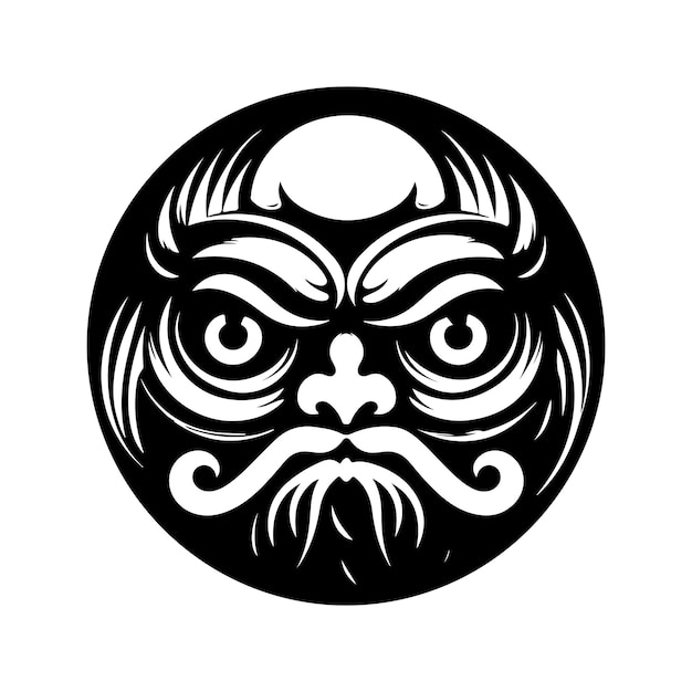 Daruma vintage logo lijntekeningen concept zwart-witte kleur hand getekende illustratie