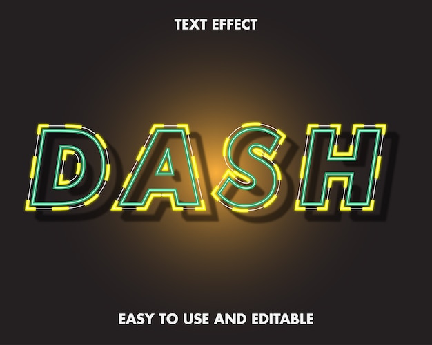 Dash Text Effect. Editable Font Style.