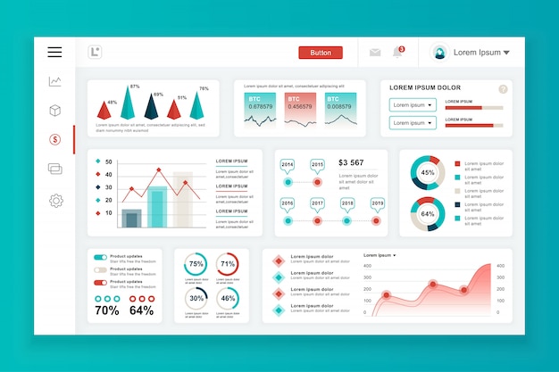 Dashboard admin panel template with infographic elements