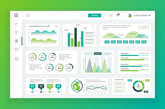 Vector dashboard admin panel template with infographic elements