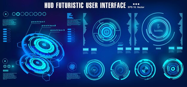 Vector dashboard blue display virtual reality technology screen hud futuristic user interface target