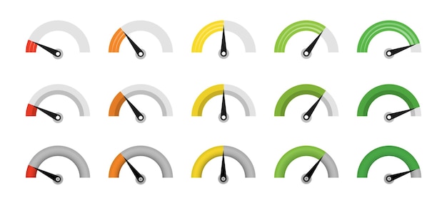 Dashboard colorful speedometer icons set. Set of color vector. Internet speed sign.