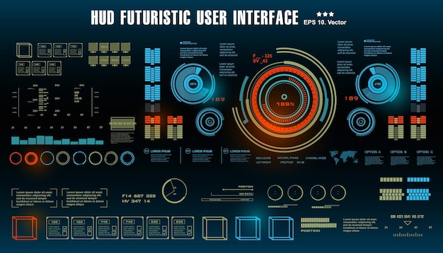 대시보드 디스플레이 가상 현실 기술 화면 Hud 미래 지향적인 녹색 사용자 인터페이스 대상