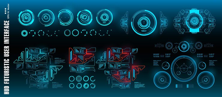 Vector dashboard display virtual reality technology screen hud futuristic green user interface target