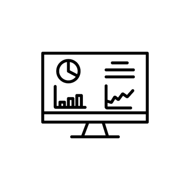 Dashboard icon set real time data monitor vector symbol analytics presentation sign kpi icon performance optimization admin statistics panel screen symbol in black filled and outlined style
