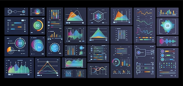 Dashboard template with big data visualization.