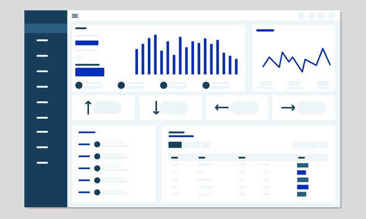 Vector dashboard ui flat wireframe concept illustration