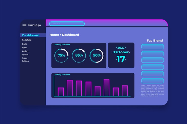 Vector dashboard user panel template