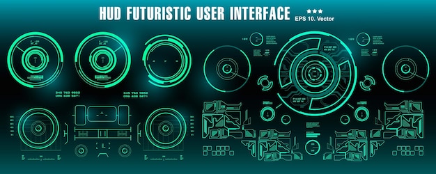 Dashboardweergave virtual reality-technologiescherm HUD futuristisch groen gebruikersinterfacedoel